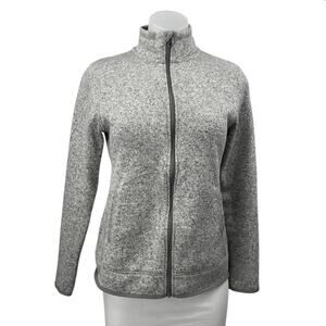 Eddie Bauer Women's Gray Long Sleeve Turtleneck Fleece Full Zip Sweater Top S